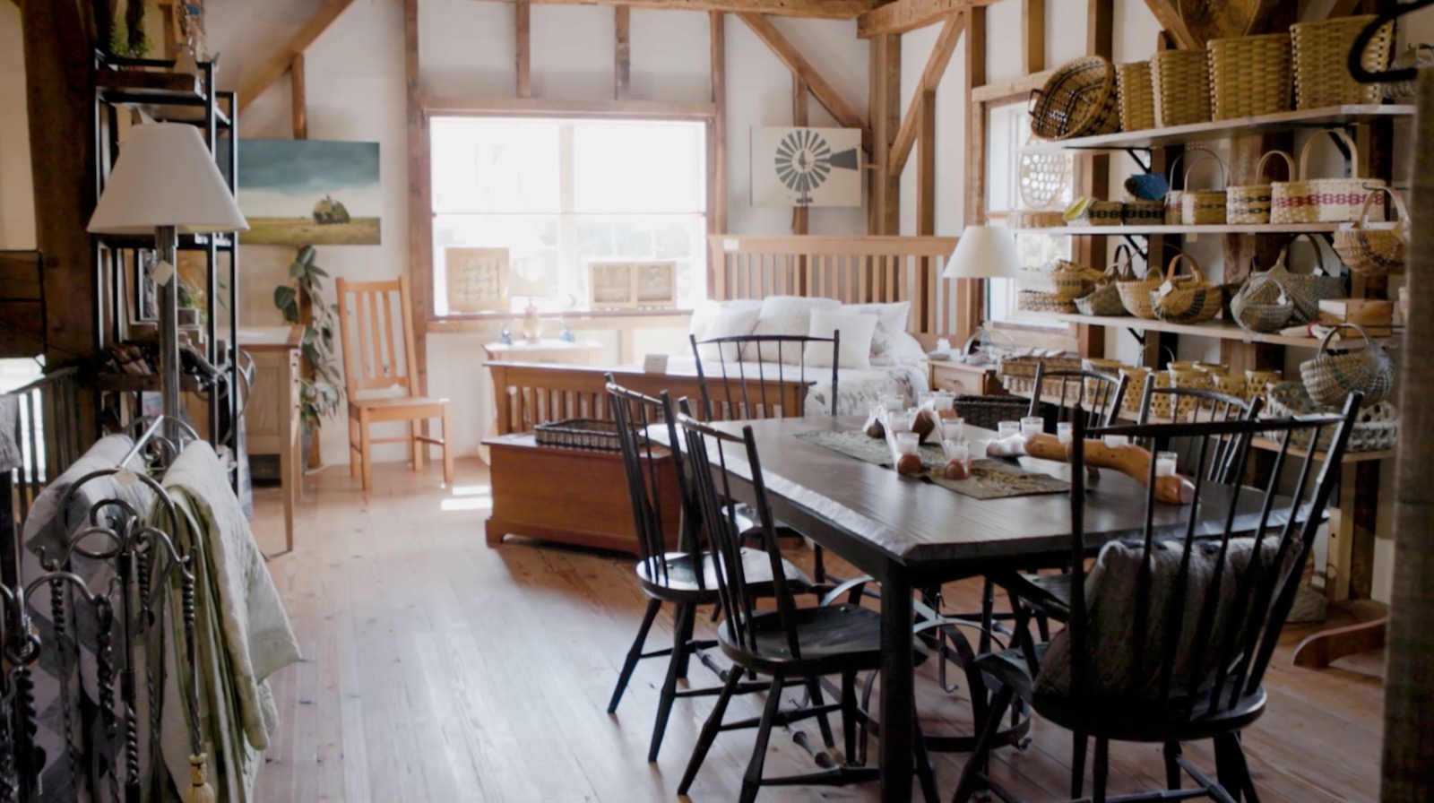 Interior of a Homestead Heritage timber-frame barn